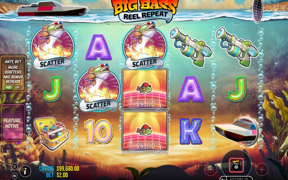 Free-Spins-Runde mit FISHERMAN WILD auf allen fünf Walzen